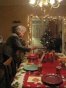 Barbaras mom setting holiday table