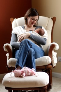 Mommy & Baby babywearing in rocker